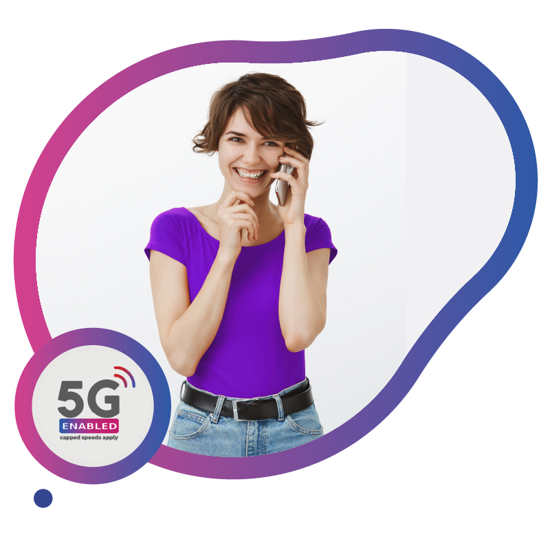 Happy female traveler using a mobile phone, representing top-rated 5G-enabled travel eSIM solutions for Australia