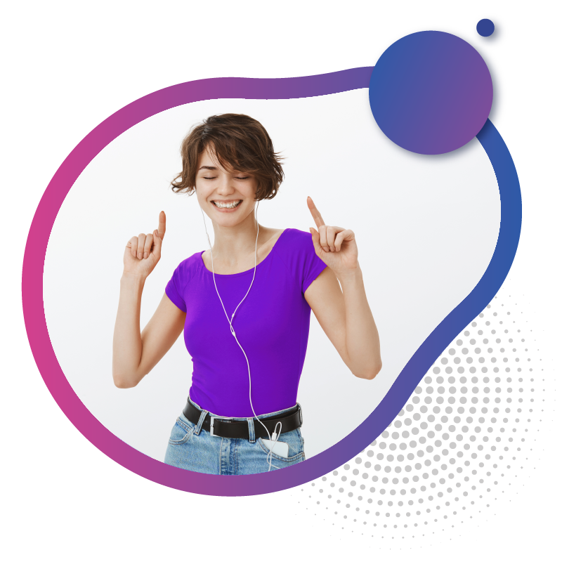 Joyful traveler listening to music with earphones, representing reliable eSIM connectivity for seamless touring across Australia.